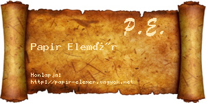 Papir Elemér névjegykártya